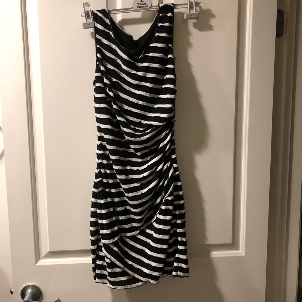 Max studio black/white striped knit dress size X-small